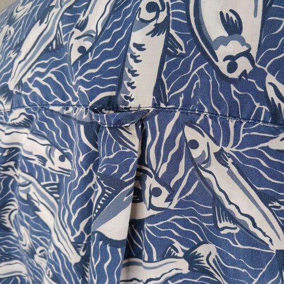 Men's Hawaiian Shirt Large Blue Fish - Picture 6 of 10